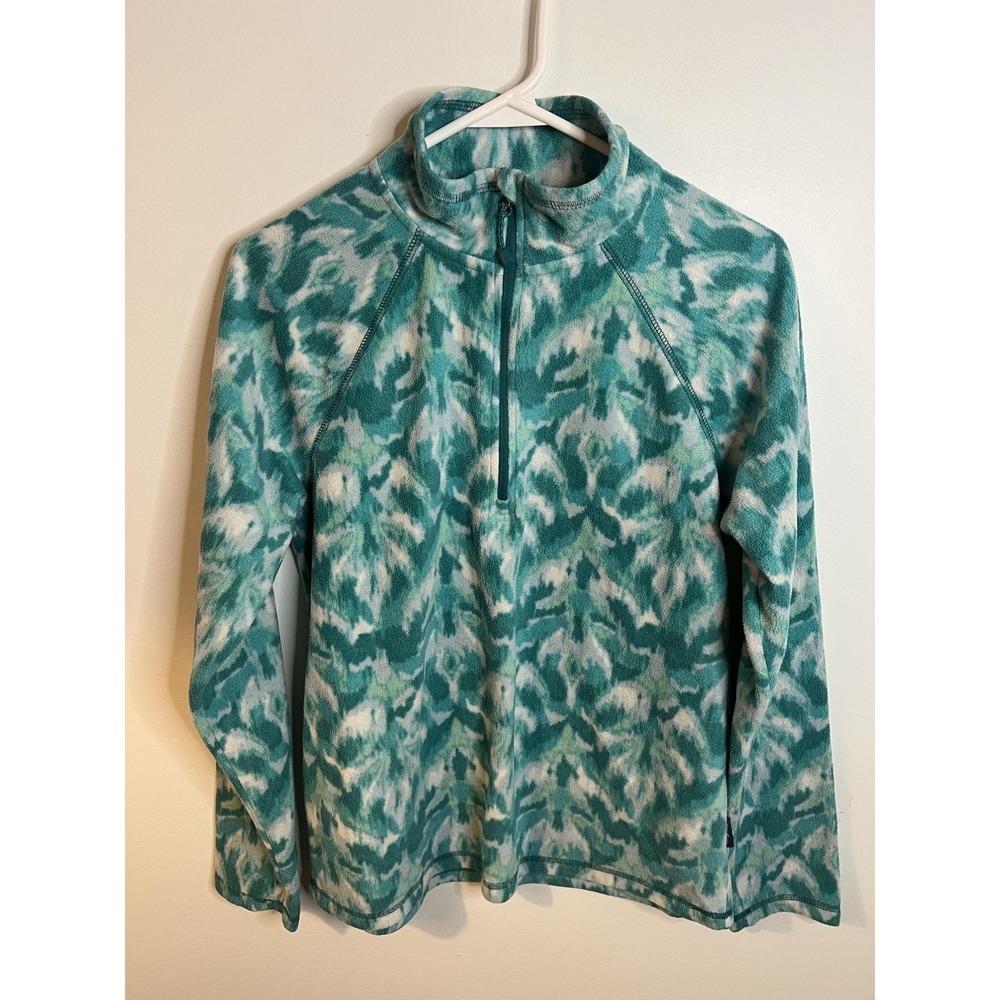 Eddie Bauer Sweatshirt Wm Sm Blue 1/4 Zip Pullover Mock Neck Polar Pattern Hike‎